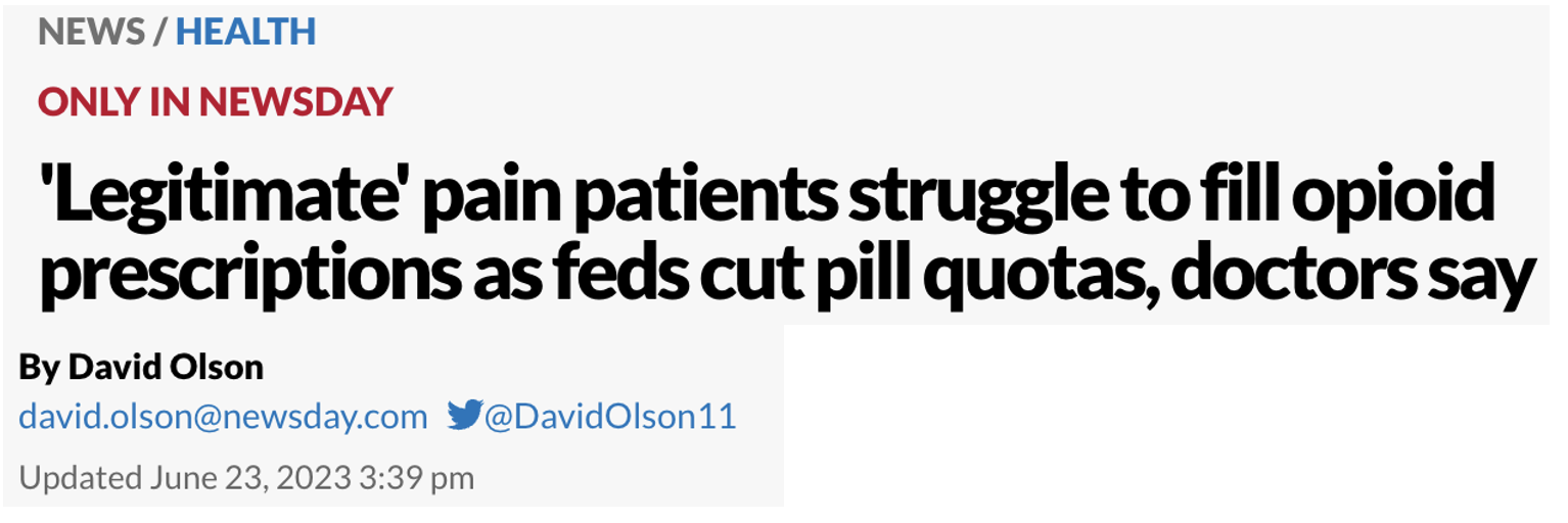 Kudos to Newsday's 'Pain Pill Shortage' Article American Council on